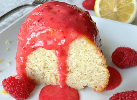 Mini Lemon Bundt cake with Raspberry glaze