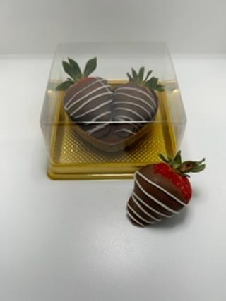 2 Strawberrys in a chocolate heart cup