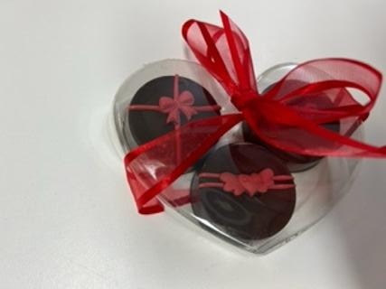 Chocolate Covered Sandwich Cookie in Heart Box - 3 pc