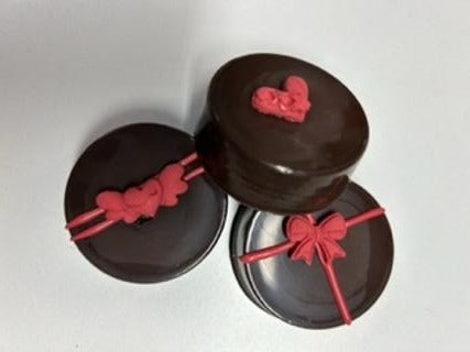 Chocolate Covered Sandwich Cookie in Heart Box - 3 pc