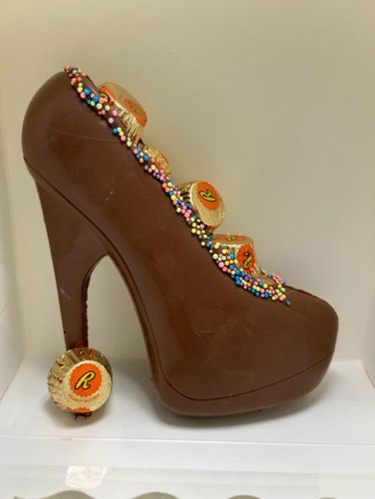 Milk Chocolate high heel shoe with Peanut butter cups