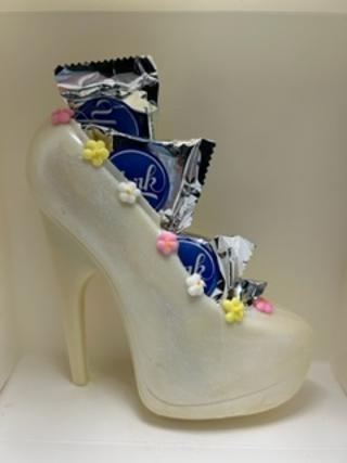 White High Heel shoe with York Peppermint patties